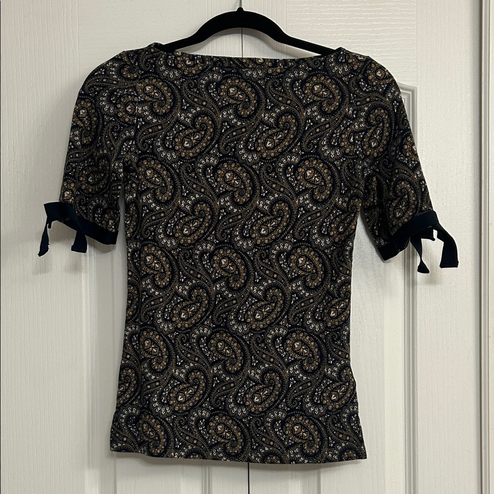 Lauren Ralph Lauren Black and Gold Paisley Blouse